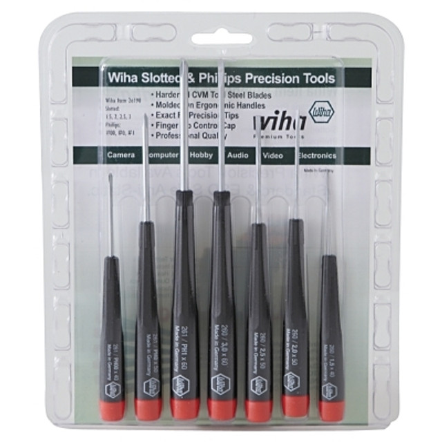 Wiha® Tools Precision Tool Set, 8-pc, Slotted, Phillips and Pliers