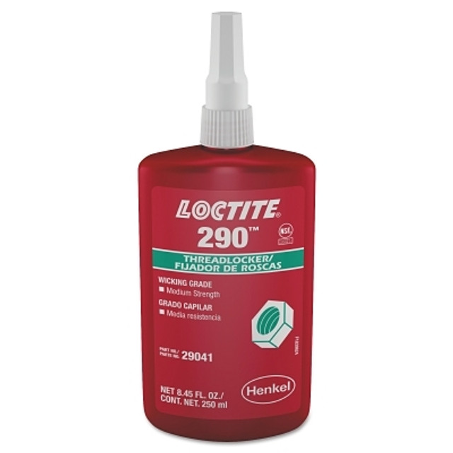 Henkel Corporation Loctite® 290™ Medium-Strength Wicking Grade Threadlocker, 250 mL, 1/2 in dia or Smaller, Green