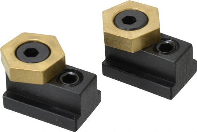 Mitee-Bite 10422 13/16" Brass Hex, 1/2" T-Slot, 3/8-16 Stud Thread, Symmetrical Hex Clamp