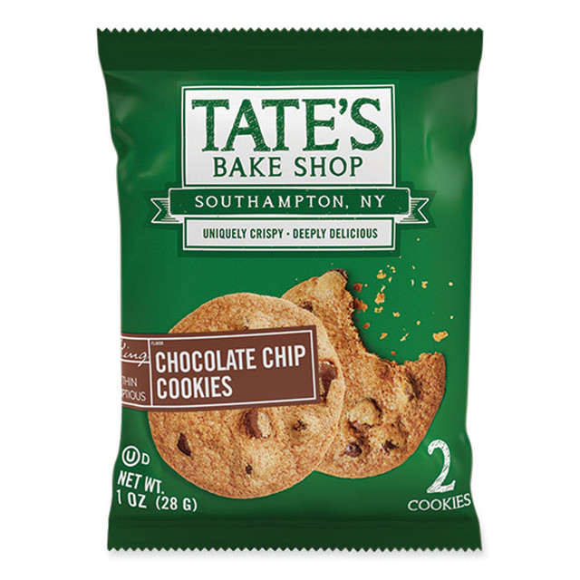 MONDELEZ INTERNATIONAL TATE'S BAKE SHOP 07134 Chocolate Chip Cookies Snack Packs, 1 oz Pack, 2 Cookies/Pack, 8 Packs/Box, 2 Boxes/Carton