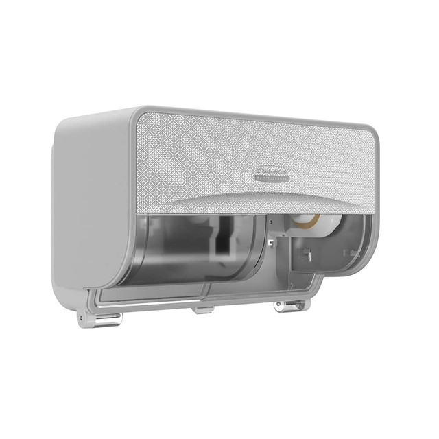 Kimberly-Clark Professional 53698 ICON Coreless Standard Roll Toilet Paper Dispenser 2 Roll Horizontal, Silver Mosaic Design Faceplate; 1 Dispenser and Faceplate per Case