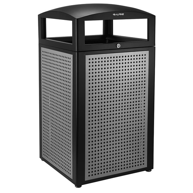 Alpine Industries ALP471-40-SIL Trash Cans & Recycling Containers; Type: Trash Can ; Container Shape: Round ; Material: Rolled Plate/304 Stainless Steel ; Finish: Smooth ; Features: Lift-Off Lid, Non-Skid Base ; Includes Lid: Yes
