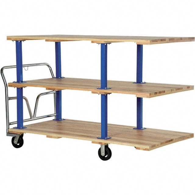 Vestil VHPT/TD-3672 Platform Truck: 1,500 lb Capacity, Hardwood Deck, 72" Long, 9-1/2" High