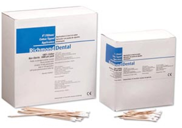 Richmond Dental  400402 Cotton-Tipped Applicator, 3", Non-Sterile, 100/pk, 10 pk/bx, 10 bx/cs