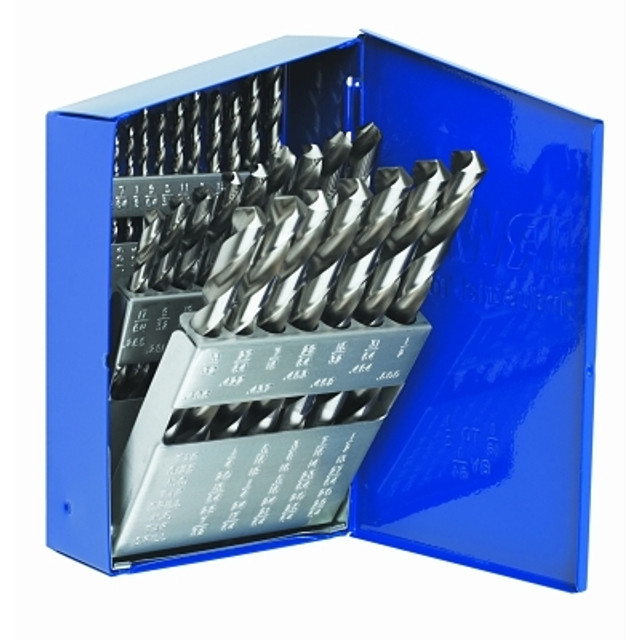 Stanley® Products Irwin® High Speed Steel Drill Bit Set, 1/16 in to 1/2 in Cut dia, Metal Case, 29/Set Stanley® Products Irwin® High Speed Steel Drill Bit Set, 1/16 in to 1/2 in Cut dia, Metal Case, 29/Set