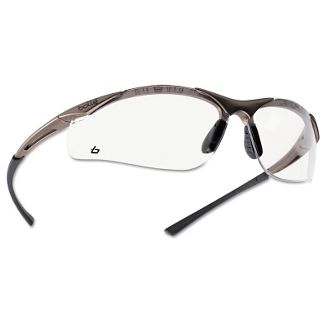 Bolle Bolle Safety CONTOUR Safety Glasses, Clear Polycarbonate Lens, Anti-Fog/Anti-Scratch, Bronze Nylon/Rubber Frame