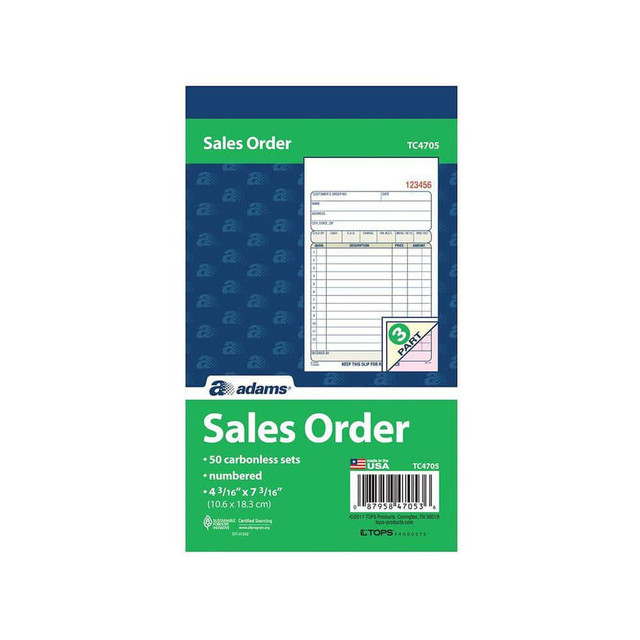 Adams Business Forms ABFTC4705 Sales Order Book: 50 Sheets, White Paper