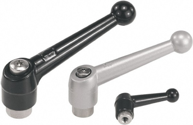 KIPP K0117.1A11 Threaded Hole Adjustable Clamping Handle: #10-32 Thread, Zinc, Black