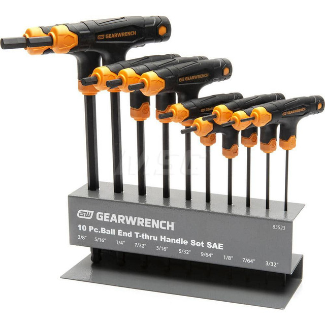 GEARWRENCH 83523 Hex Key Sets; Tool Type: Hex ; Handle Type: T-Handle ; Measurement Type: SAE ; Hex Size Range (Inch): 3/32 - 3/8 ; UNSPSC Code: 27111710