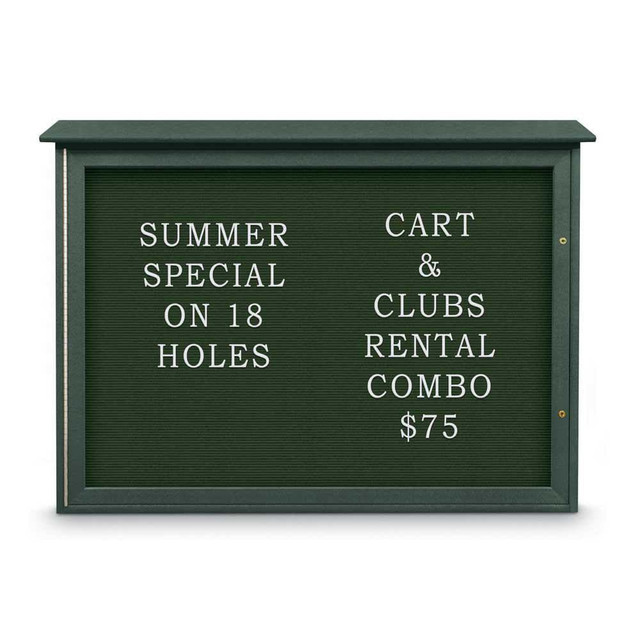 United Visual Products UVSD4836LB-WOOD Enclosed Letter Board: 48" Wide, 36" High, Fabric, Woodland Green