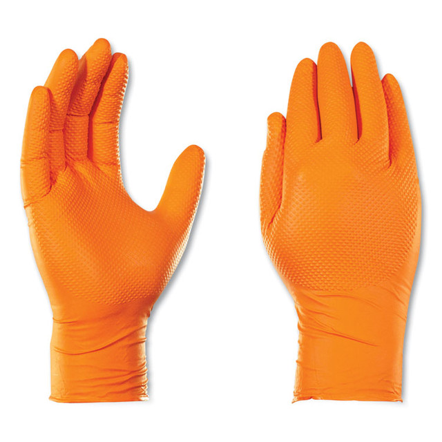 AMMEX CORPORATION GloveWorks® by GWON48100CT Heavy-Duty Industrial Nitrile Gloves, Powder-Free, X-Large, 8 mil Thick, 9.5" Long, Orange, 100/Box, 10 Boxes/Carton