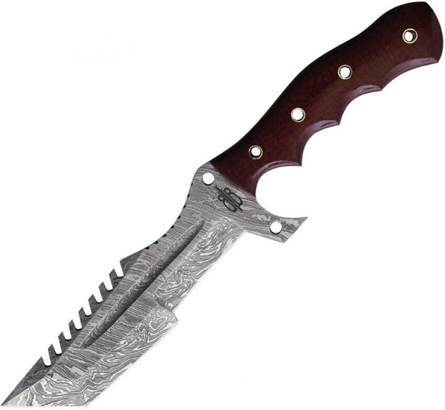 BNB Knives BNB1225TT Damascus Tanto Tracker (Red G10)