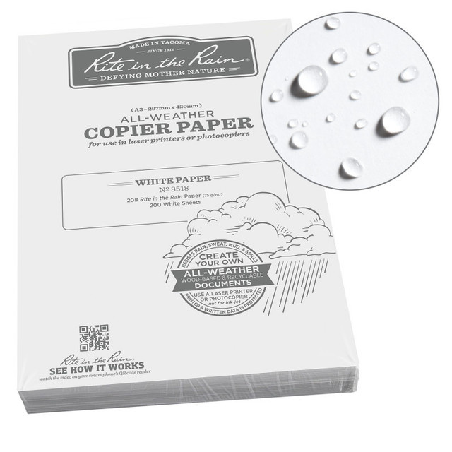 Rite in the Rain 8518 All-Weather Printer Paper - 29.7cm x 42cm - 200 Sheets - White Rite in the Rain 8518 All-Weather Printer Paper - 29.7cm x 42cm - 200 Sheets - White