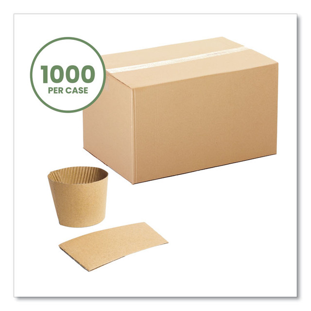 VEGWARE Q2 Kraft Hot Cup Sleeves, Compostable, Fits Vegware 89-Series Hot Cups, Kraft, 1,000/Carton