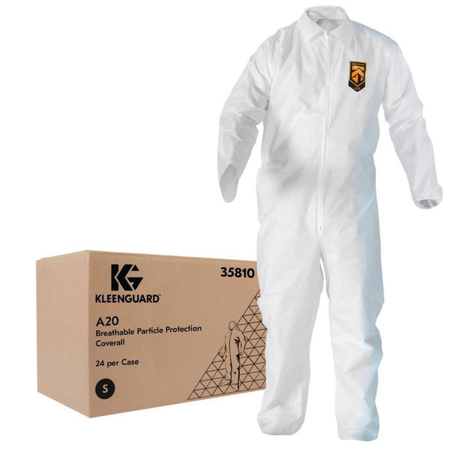 KleenGuard 35810 Disposable Coveralls: Size Small, SMS, Zipper Closure