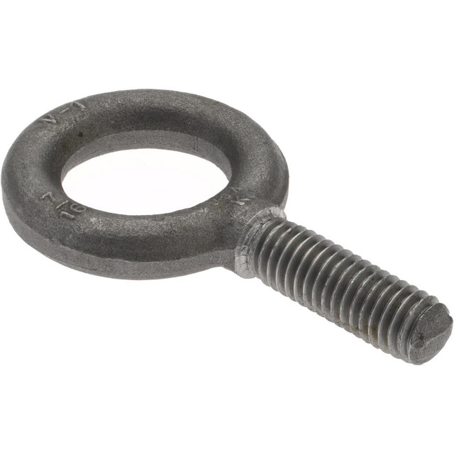 Gibraltar P13638GB Fixed Lifting Eye Bolt: Without Shoulder, 1,800 lb Capacity, 7/16-14 Thread, Grade 1030 Steel