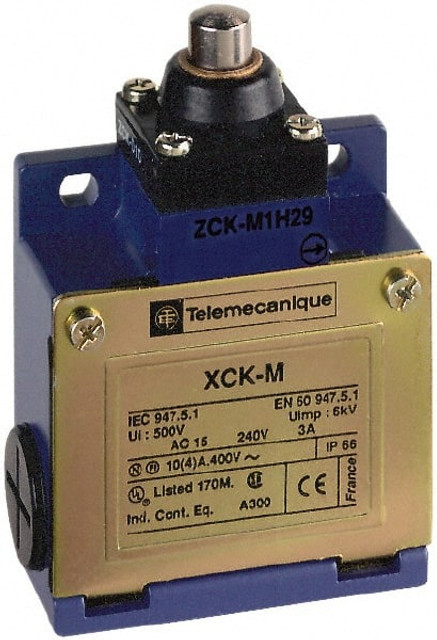 Telemecanique Sensors XCKM110 General Purpose Limit Switch: DP, NC, End Plunger, Top