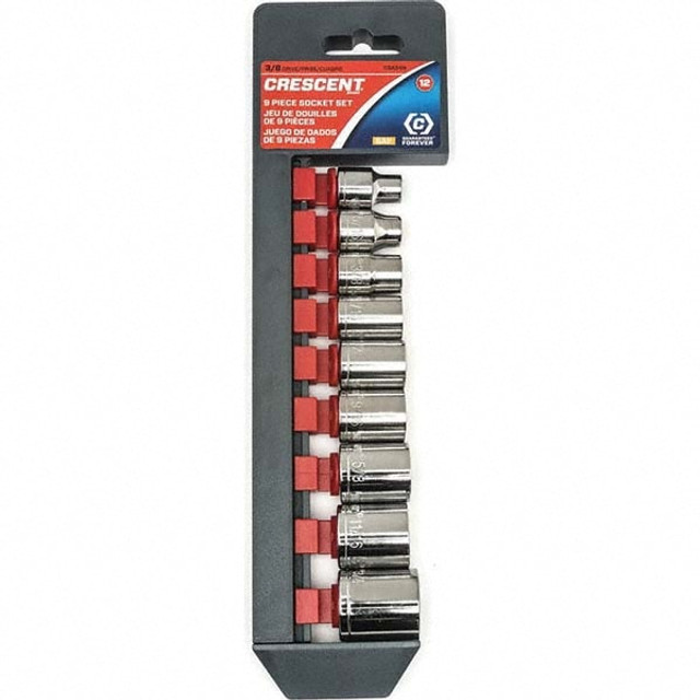 Crescent CSAS4N Standard Socket Set: 9 Pc, 3/8" Drive, 1/4 to 3/4" Socket