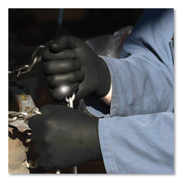 AMMEX CORPORATION GloveWorks® by GWBN46100 Heavy-Duty Industrial Nitrile Gloves, Powder-Free, Large, 6 mil Thick, 9.5" Long, Black, 100/Box, 10 Boxes/Carton