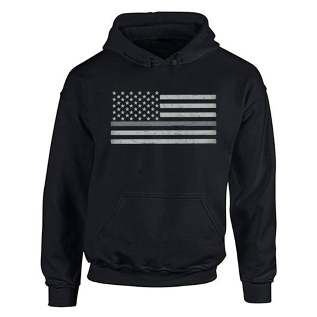 Thin Blue Line MEN-H-CLASSIC-TSL-BLACK-SMALL Men's Hoodie - Classic Thin Silver Line