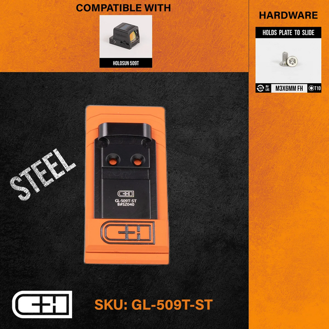 C&H Precision GL-509T-ST Optics Adapter Plate - For Glock MOS V4 MIL/LEO