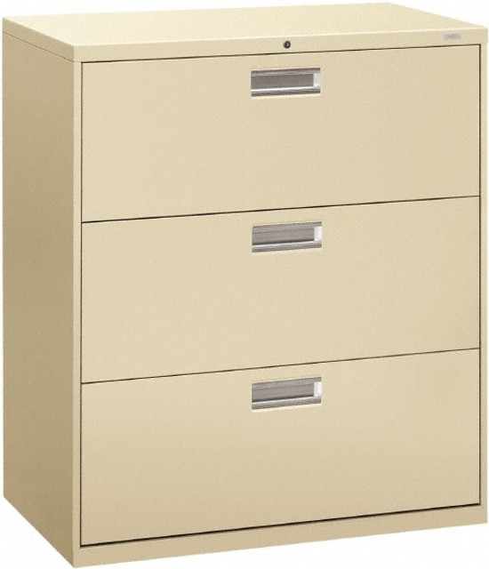 Hon HON683LL Horizontal File Cabinet: 3 Drawers, Steel, Putty