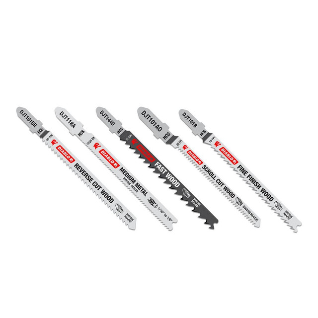 DIABLO DJT5S Jig Saw Blade Sets; Blade Material: High Speed Steel; High Carbon Steel; Minimum Blade Length (Inch): 3.625 in; Maximum Blade Length (Inch): 4 in; Minimum Blade Thickness (Decimal Inch): 1.25 mm; Maximum Blade Thickness (Decimal Inch): 1