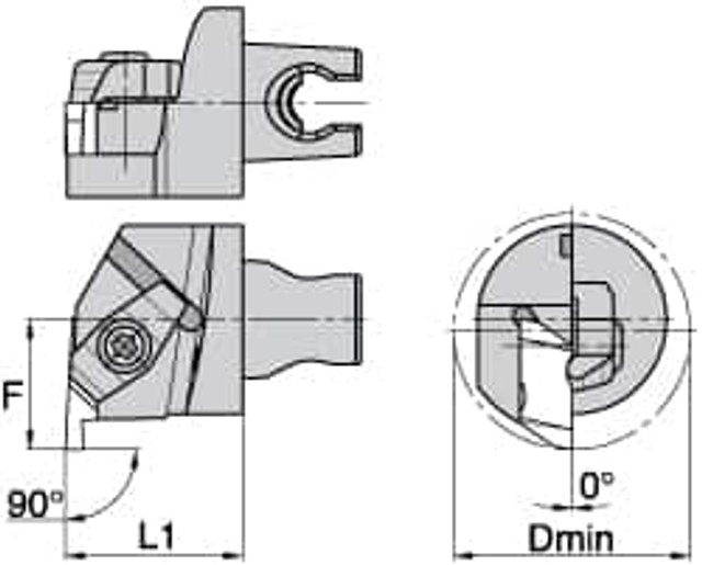 Kennametal 2527468 Size KM3225, 30mm Head Length, 22mm Ctr to Cutting Edge, Left Hand Internal Modular Threading Cutting Unit Head