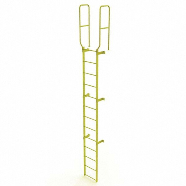 TRI-ARC WLFS0213-Y Steel Wall Mounted Ladder: 12" High, 13 Steps, 350 lb Capacity