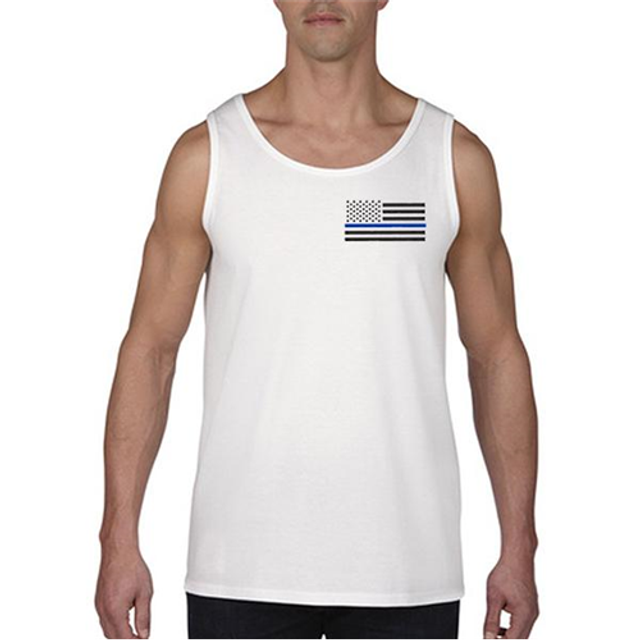 Thin Blue Line MEN-TANK-TBL-SMALL-LOGO-WHITE-XXL Tank - Thin Blue Line Flag