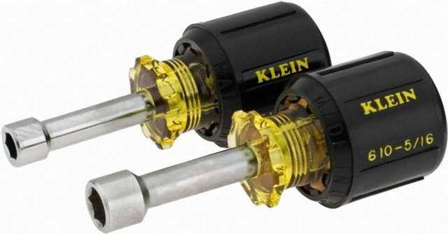 Klein Tools 610 Nut Driver Set: 2 Pc, 1/4 to 5/16", Hollow Shaft, Cushion Grip Handle