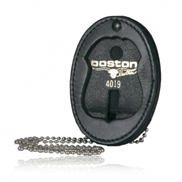 Boston Leather 700CH-4009 Oval Recessed Badge Holder with Clip and Chain Boston Leather 700CH-4009 Oval Recessed Badge Holder with Clip and Chain