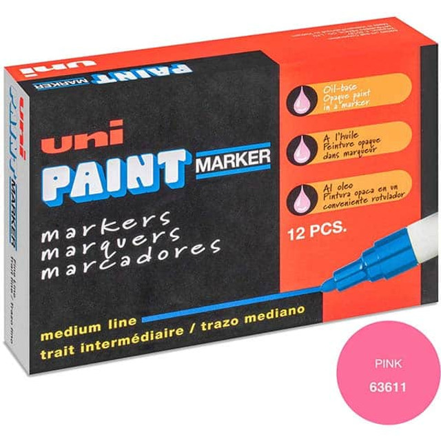 Uni-Ball 63611 Paint Pen Marker: Pink, Oil-Based, Bullet Point