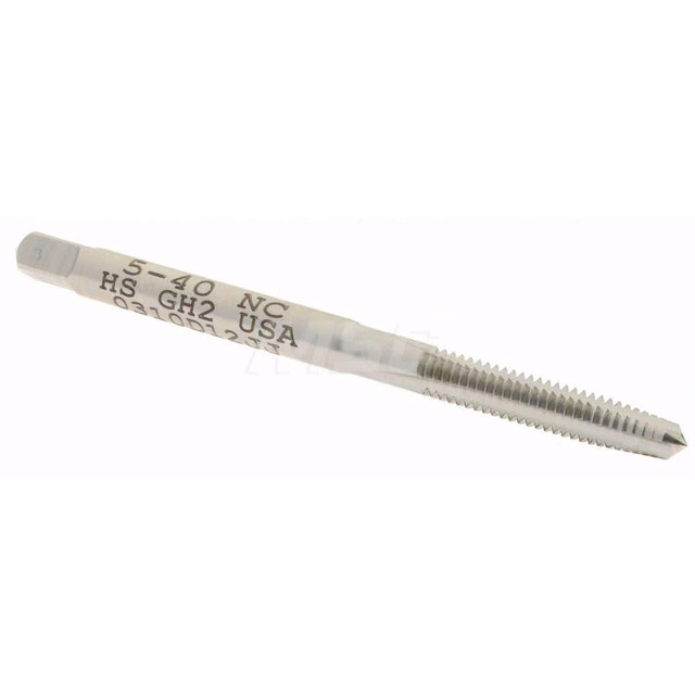 Hertel K008115AS Straight Flute Tap: #5-40 UNC, 3 Flutes, Taper, 2B/3B Class of Fit, High Speed Steel, Bright/Uncoated