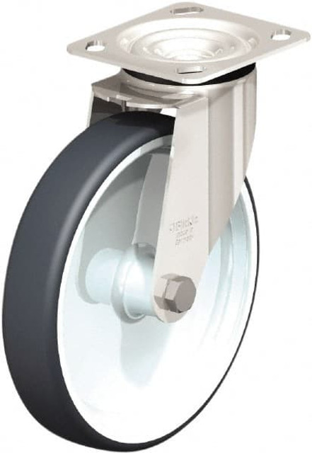 Blickle 910274 Swivel Top Plate Caster: Rubber, 8" Wheel Dia, 1-9/16" Wheel Width, 550 lb Capacity, 9-1/4" OAH