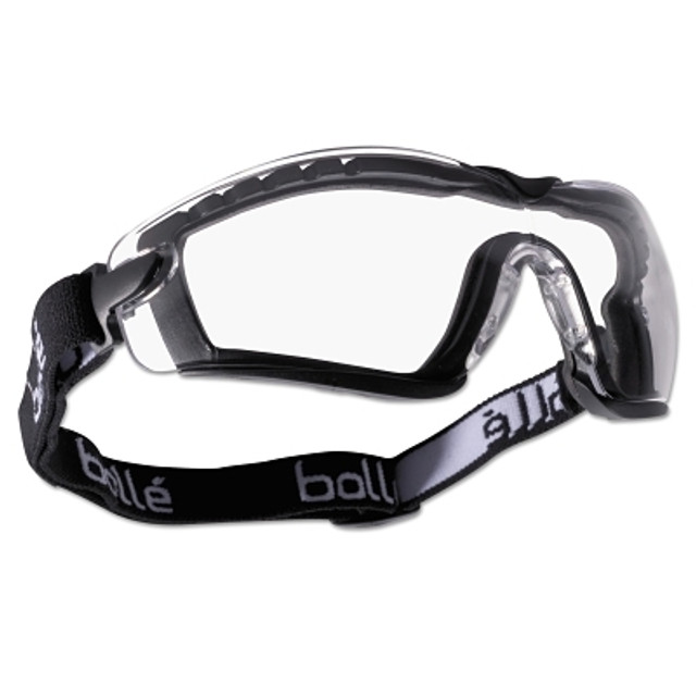 Bolle Bolle Safety 40091 Cobra Series Safety Glasses, w/ Strap & Foam, Anti-Scratch, Anti-Fog, Clear Lenses, Black