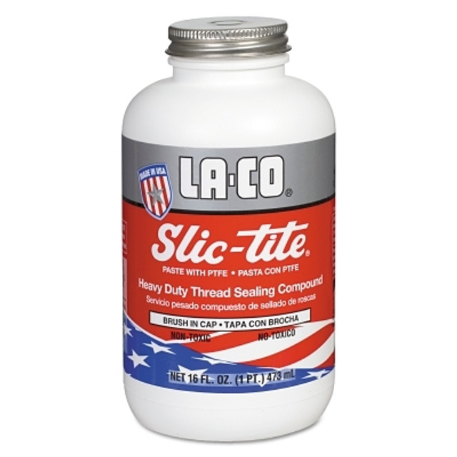 LA-CO Industries Inc LA-CO® Slic-Tite® Paste Thread Sealant with PTFE, 16 oz, Brush In Cap, White LA-CO Industries Inc LA-CO® Slic-Tite® Paste Thread Sealant with PTFE, 16 oz, Brush In Cap, White