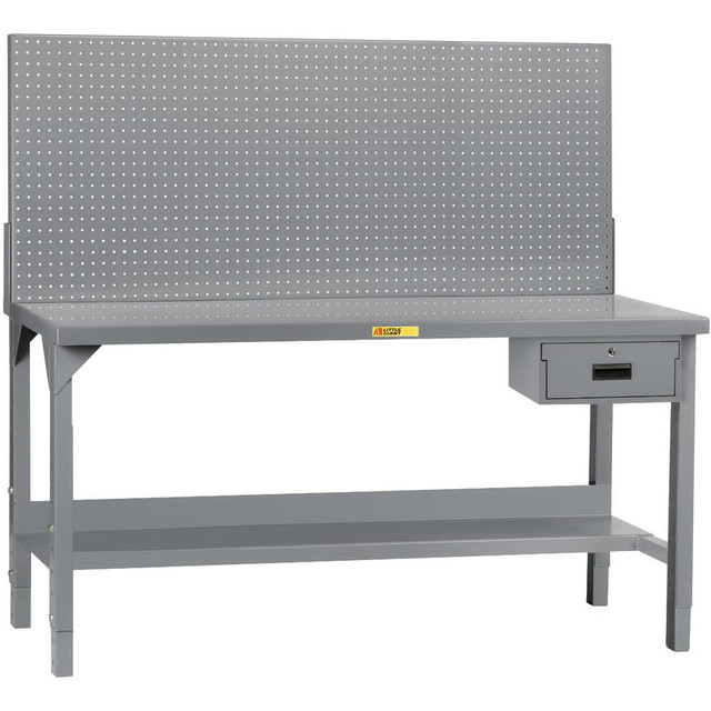 Little Giant. WST2-3660AHPBDR Stationary Work Benches, Tables; Bench Style: Heavy-Duty Use Workbench ; Edge Type: Square ; Leg Style: Adjustable Height ; Depth (Inch): 36 ; Color: Gray ; Maximum Height (Inch): 65