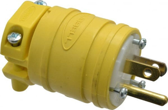 Hubbell Wiring Device-Kellems HBL1447 Straight Blade Plug: Commercial, 5-15P, 125VAC, Yellow