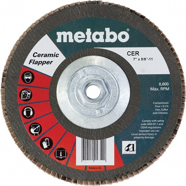 Metabo 629434000 Flap Disc: 5/8-11 Hole, 40 Grit, Ceramic, Type 29