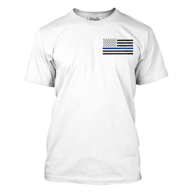 Thin Blue Line MEN-TBL-SMALL-LOGO-WHITE-XL Men's - T-Shirt - Thin Blue Line Flag