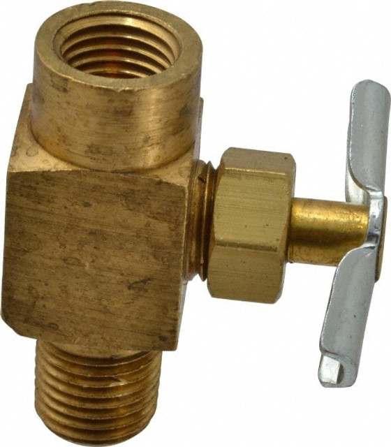 Eaton 6825 Needle Valve: Straight, 1/4" Pipe, FNPTF x MNPTF End, Brass Body