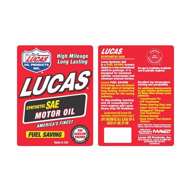 Lucas Oil 10060 Synthetic SAE High Mileage Motor Oil