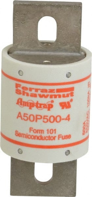 Ferraz Shawmut A50P500-4 Blade Fast-Acting Fuse: 500 A, 4-15/32" OAL, 2" Dia