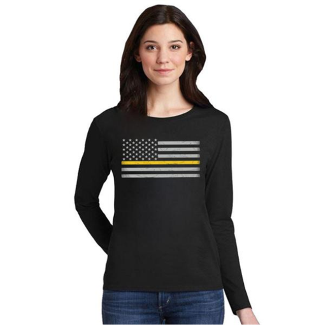 Thin Blue Line WOMEN-LS-CLASSIC-GOLD-BLACK-XXL Women's - Long Sleeve Classic