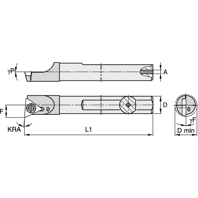 Widia 2825285 Indexable Boring Bars; Minimum Bore Diameter (Decimal Inch): 0.5630 ; Maximum Bore Depth (Decimal Inch): 3.5000 ; Toolholder Style: QCBI ; Tool Material: Carbide ; Shank Diameter (Decimal Inch): 0.5000 ; Hand of Holder: Right Hand