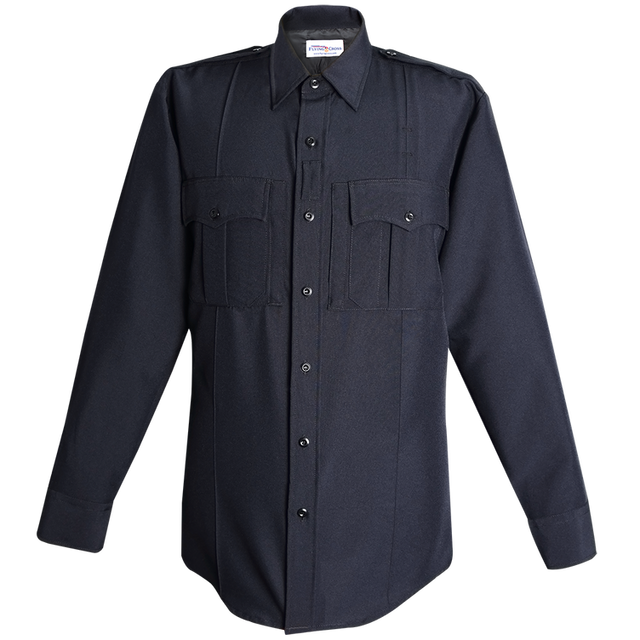 Flying Cross 42W84Z 86 20.0 30/31 Justice Power Stretch Long Sleeve Shirt w/ Zipper - LAPD Navy