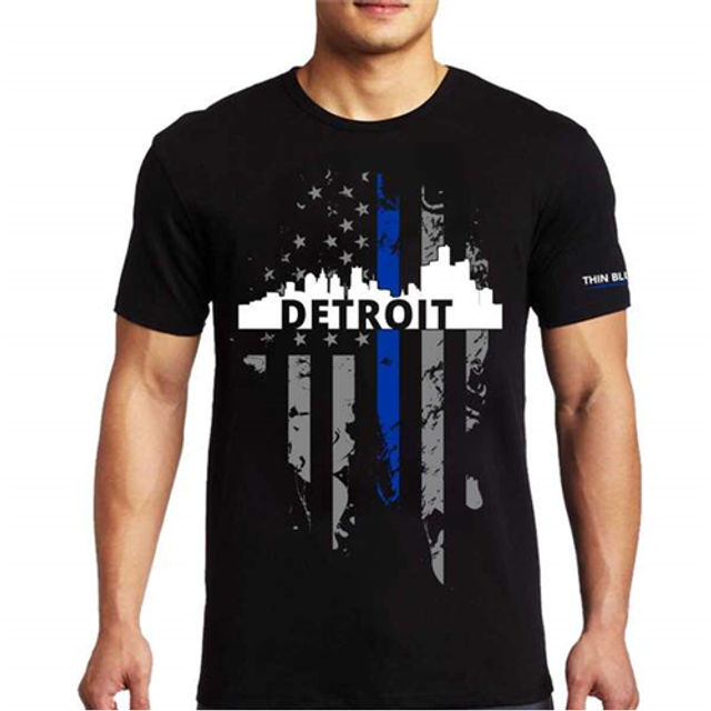 Thin Blue Line DETROIT-LRG-TBL-SHIRT-BLK-S T-Shirt - Detroit Large, Thin Blue Line
