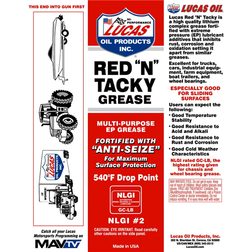 Lucas Oil 10029 Red ''N'' Tacky Grease