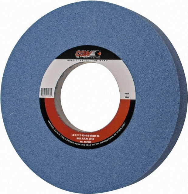 CGW Abrasives 34481 Surface Grinding Wheel: 14" Dia, 2" Thick, 5" Hole, 46 Grit, I Hardness